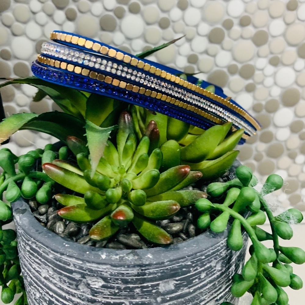 Leather wrap Swarovski Royal Blue Bracelet choker